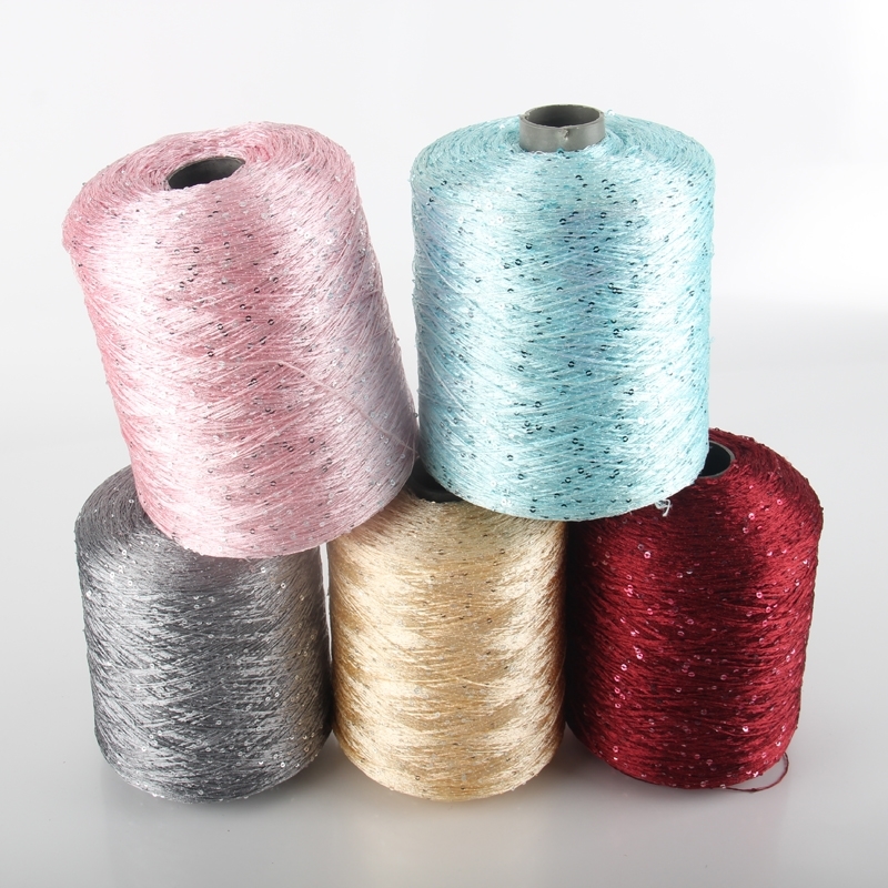 500g paillette yarn Sequins wool needle Natural beads lace tie a knot yarn for hand knitting crochet thread line sweater ZL50 200924