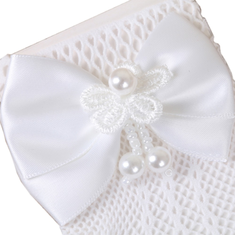 Children's wedding flower girl white beige dress gloves girls mesh elastic glove bride gloves