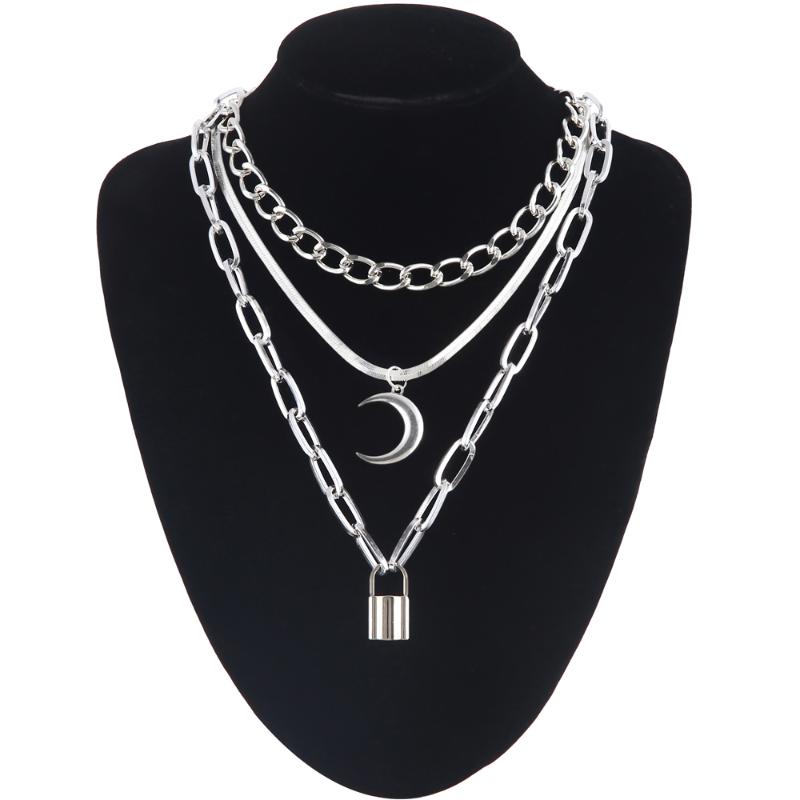 Layer moon pendant necklace fashion chains necklace lock gothic neck chains for women female chocker neck goth jewelry
Layer moon pendant necklace fashion chains necklace lock gothic neck chains for women female chocker neck goth jewelry