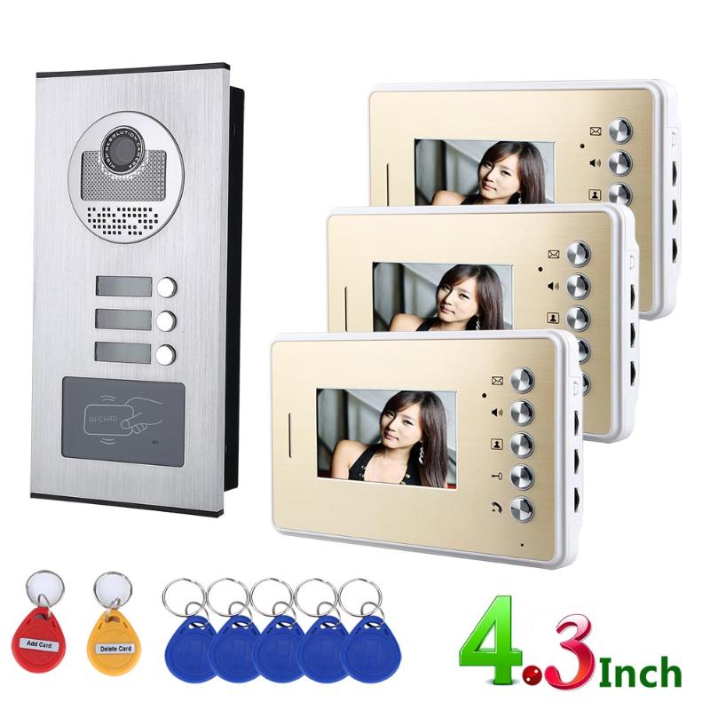 4.3 inch Apartment Video Intercom Doorbell System IR Camera For 3 Families Video Door Phone Intercom System
4.3 inch Apartment Video Intercom Doorbell System IR Camera For 3 Families Video Door Phone Intercom System