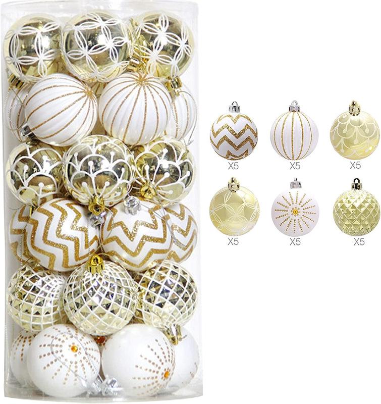 30PCS Christmas Tree Balls Ornaments 6CM Gold&White Painted Festive Wedding Hanging Ornaments Xmas Party Decoration
30PCS Christmas Tree Balls Ornaments 6CM Gold&White Painted Festive Wedding Hanging Ornaments Xmas Party Decoration