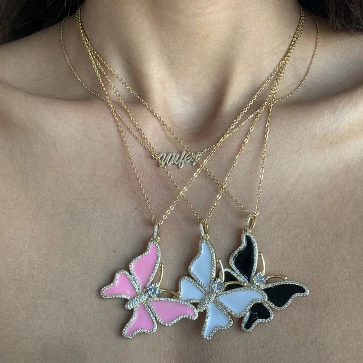 New Arrival Elegant pink white enamel Elegant Butterfly cz Pendant Necklace for Women girl charm fashion animals wedding jewelry
New Arrival Elegant pink white enamel Elegant Butterfly cz Pendant Necklace for Women girl charm fashion animals wedding jewelry