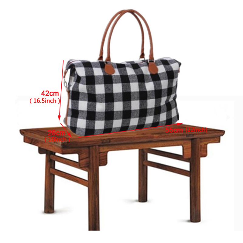 Large Plaid Handbag Red Black Plaid Bags Large Capacity Travel Tote PU Handle Sport Fitness Yoga Storage Unisex Plaid Handbag Bolso