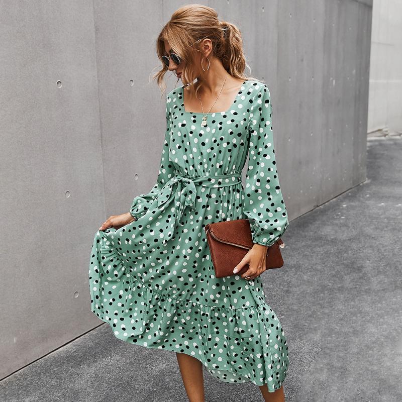 Elegant Polka Dot Print Long Dress Women Vintage Square Collar Puff Sleeve Sashes Decor Ruffles Vestidos Autumn Winter New Fmale, K2043001 navy
Elegant Polka Dot Print Long Dress Women Vintage Square Collar Puff Sleeve Sashes Decor Ruffles Vestidos Autumn Winter New Fmale, K2043001 navy