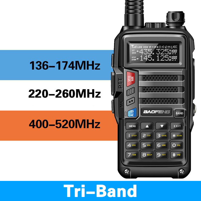 BaoFeng UV-S9 Tri-Band 8W Powerful 2xAntenna 2xAntenna VHF UHF 136-174Mhz/220-260Mhz/400-520Mhz 10km Long Range Ham Portable Rad
BaoFeng UV-S9 Tri-Band 8W Powerful 2xAntenna 2xAntenna VHF UHF 136-174Mhz/220-260Mhz/400-520Mhz 10km Long Range Ham Portable Rad