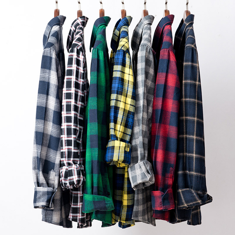 Quality Flannel Plaid Men Shirt Cotton Spring Autumn Casual Long Sleeve Dress Shirts Soft Comfort Slim Fit Button Down Clothes T200915