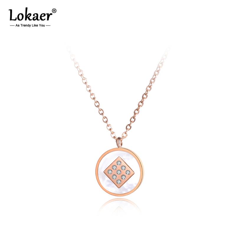 Lokaer Mosaic Rhinestone Stainless Steel Chokers Necklaces White Shell With Circle Rose Gold Pendant Necklace For Women N19043
Lokaer Mosaic Rhinestone Stainless Steel Chokers Necklaces White Shell With Circle Rose Gold Pendant Necklace For Women N19043