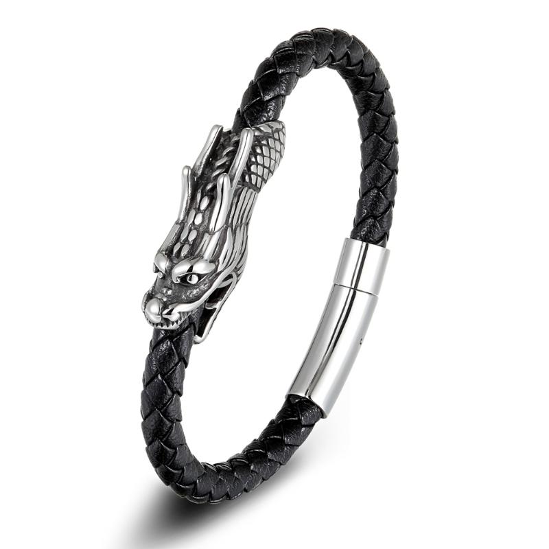 Men Jewelry 19/21CM Retro Chinese Symbol Dragon Pattern Genuine Leather Bracelet with Magnet Clasp for Birthday Party Gift
Men Jewelry 19/21CM Retro Chinese Symbol Dragon Pattern Genuine Leather Bracelet with Magnet Clasp for Birthday Party Gift