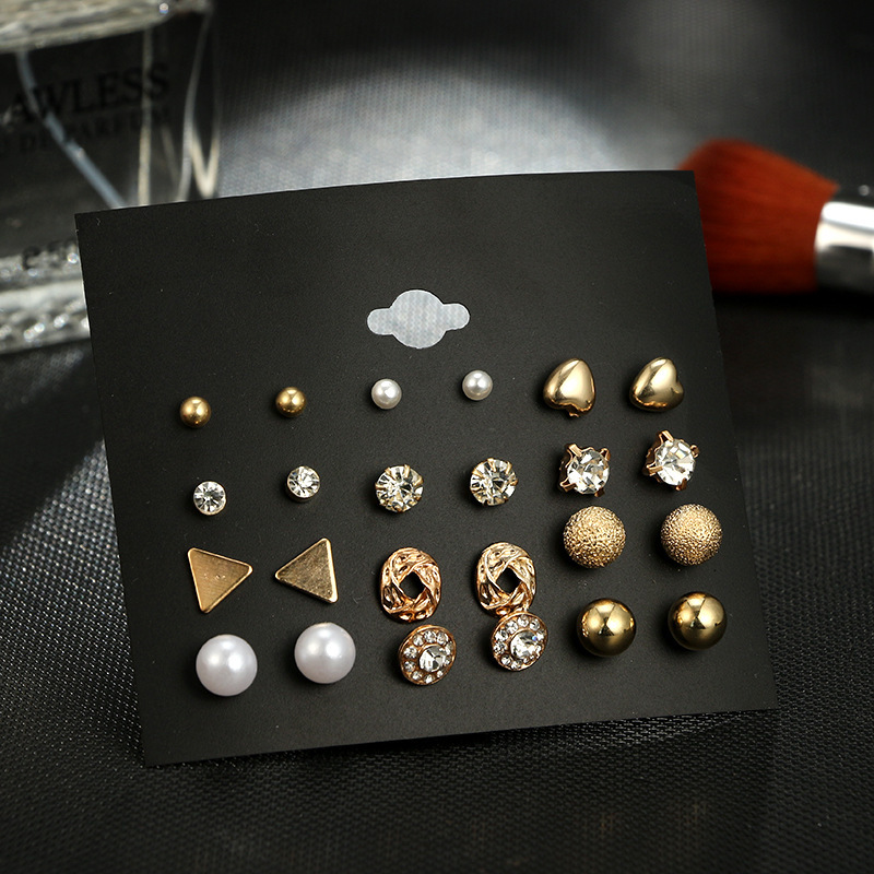 12 Pcs/Set Crystal Alloy Round Ball Gold Color Stud Earrings Vintage Silver Color Simulated Pearl Earring Set For Women Brincos
12 Pcs/Set Crystal Alloy Round Ball Gold Color Stud Earrings Vintage Silver Color Simulated Pearl Earring Set For Women Brincos