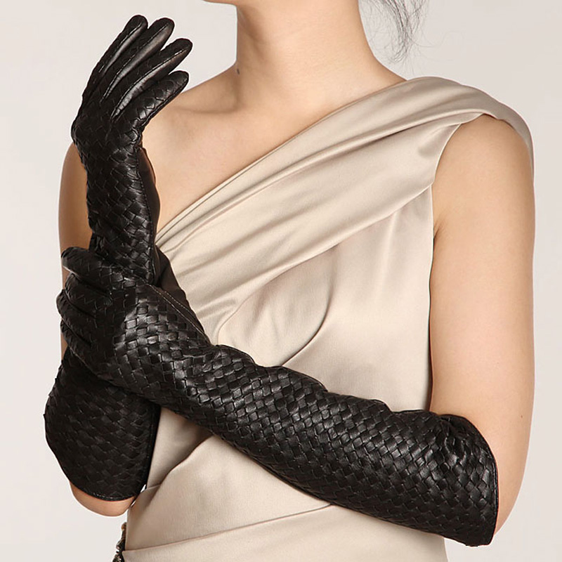 Women 2020 Winter Genuine Leather 40cm Long Thin Gloves Female Goatskin Plaid Knitted Evening Show Luva Mujer Opera Guantes
Women 2020 Winter Genuine Leather 40cm Long Thin Gloves Female Goatskin Plaid Knitted Evening Show Luva Mujer Opera Guantes