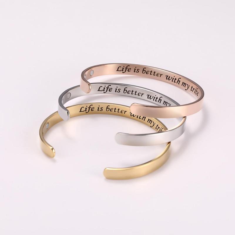 Fashion Classic Lettering Bangle Simple Life is Better With My Tribe Stainless Steel Rose Gold Bracelet for sale
Fashion Classic Lettering Bangle Simple Life is Better With My Tribe Stainless Steel Rose Gold Bracelet for sale