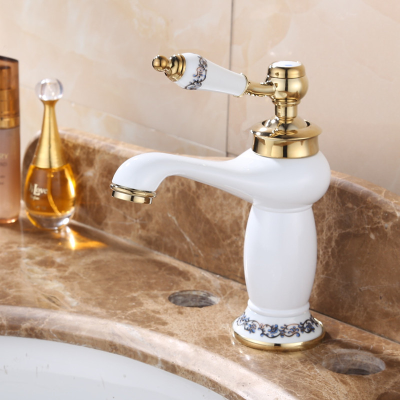 Single Handle Mixer Tap Copper Brass Latin Faucet High Quality Basin White Ceramic Faucet Golden Finish Bathroom Mixer Taps
Single Handle Mixer Tap Copper Brass Latin Faucet High Quality Basin White Ceramic Faucet Golden Finish Bathroom Mixer Taps