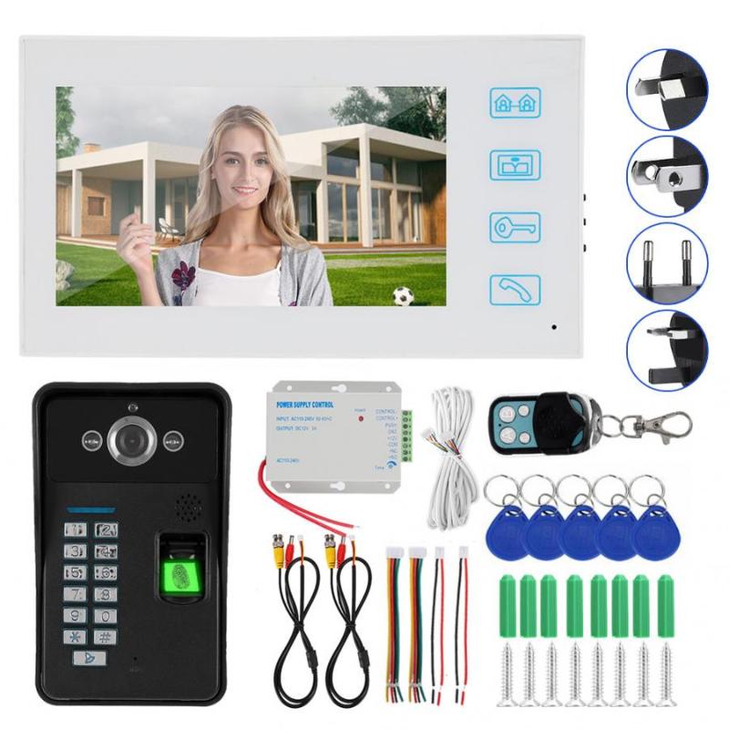 7in Wired Video Intercom 1080P Fingerprint Password Card Remote Access Control System 100-240V Video Doorbell 2020
7in Wired Video Intercom 1080P Fingerprint Password Card Remote Access Control System 100-240V Video Doorbell 2020