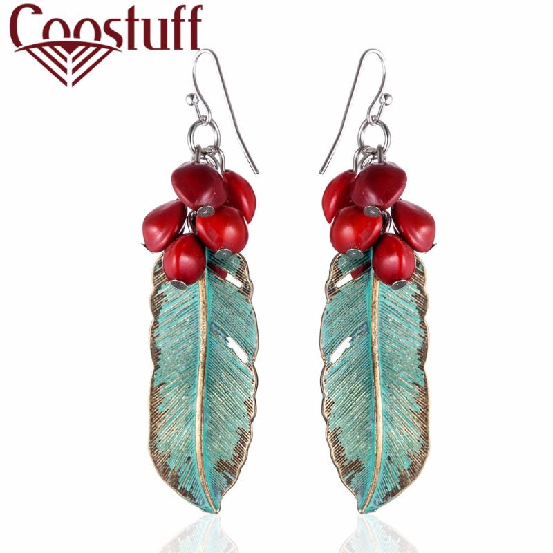 2020 Wholesale Beautiful Handmade Vintage Women Earrings Green Feather Red Beans Dangle Pendientes brincos Long Earrings Jewelry
2020 Wholesale Beautiful Handmade Vintage Women Earrings Green Feather Red Beans Dangle Pendientes brincos Long Earrings Jewelry