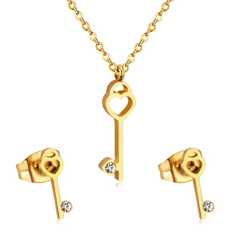 LUXUKISSKIDS Brand New 316L Stainless Steel Heart Key Wedding Jewelry Set Necklace Earrings For Women Dubai Fashion Jewelry Sets, As pic
LUXUKISSKIDS Brand New 316L Stainless Steel Heart Key Wedding Jewelry Set Necklace Earrings For Women Dubai Fashion Jewelry Sets, As pic