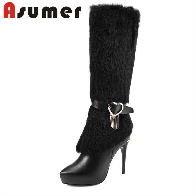 ASUMER 2020 fashion knee high winter boots solid pointed toe high heels boots women's fashion genuine leather size34-39, White
ASUMER 2020 fashion knee high winter boots solid pointed toe high heels boots women's fashion genuine leather size34-39, White