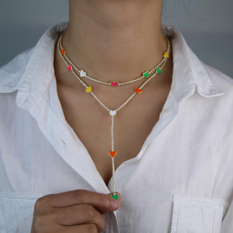 2020 summer new women jewelry Neon enamel heart choker larait necklace tennis chain colorful jewelry high quality
2020 summer new women jewelry Neon enamel heart choker larait necklace tennis chain colorful jewelry high quality