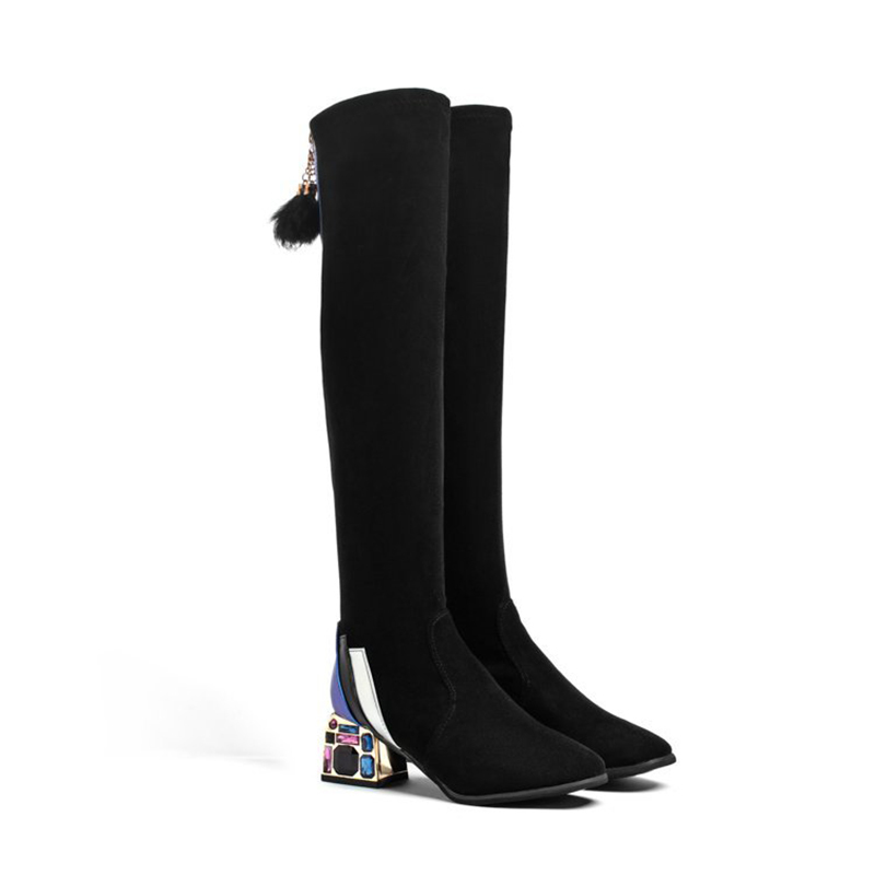 High Heels Over The Knee Boots Women Rhinestone Thick Heel Shoes Woman Autumn Winter Flock Zipper Long Boots Mujer 2020, Gray
High Heels Over The Knee Boots Women Rhinestone Thick Heel Shoes Woman Autumn Winter Flock Zipper Long Boots Mujer 2020, Gray