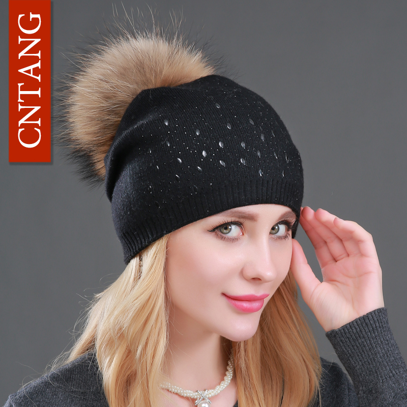 Winter Wool Women Beanies Rivets Decoration Pompon Fur Hats Fashion Natural Raccoon Fur Caps Female Warm Cashmere Knitted Hat, Blue
Winter Wool Women Beanies Rivets Decoration Pompon Fur Hats Fashion Natural Raccoon Fur Caps Female Warm Cashmere Knitted Hat, Blue