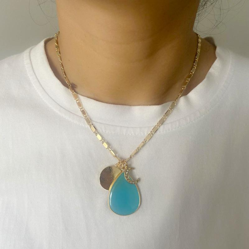 Elegant Charming Crystal Moon Glass Stond Teardrop Pendant Necklace Fashion New Design Chains Disc Charm Necklace For Women
Elegant Charming Crystal Moon Glass Stond Teardrop Pendant Necklace Fashion New Design Chains Disc Charm Necklace For Women