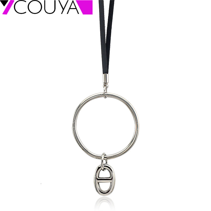 Black Long Leather Chain necklace Silver Color 8 Shape Big Circle Pendant Necklace Charm for Women Jewelry Dropshipping
Black Long Leather Chain necklace Silver Color 8 Shape Big Circle Pendant Necklace Charm for Women Jewelry Dropshipping