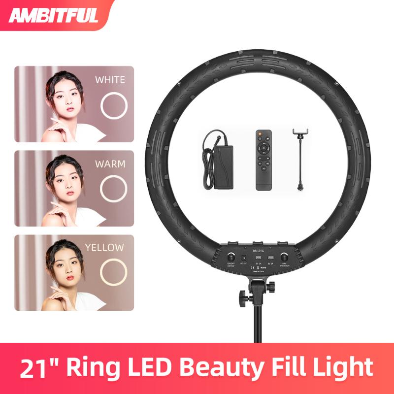 21" 50W LED Ring Light Annular Lamp Bi-color 3000K-6000K Ring Lamps + Remote Control for Video YouTube Ringlight Makeup Light
21" 50W LED Ring Light Annular Lamp Bi-color 3000K-6000K Ring Lamps + Remote Control for Video YouTube Ringlight Makeup Light