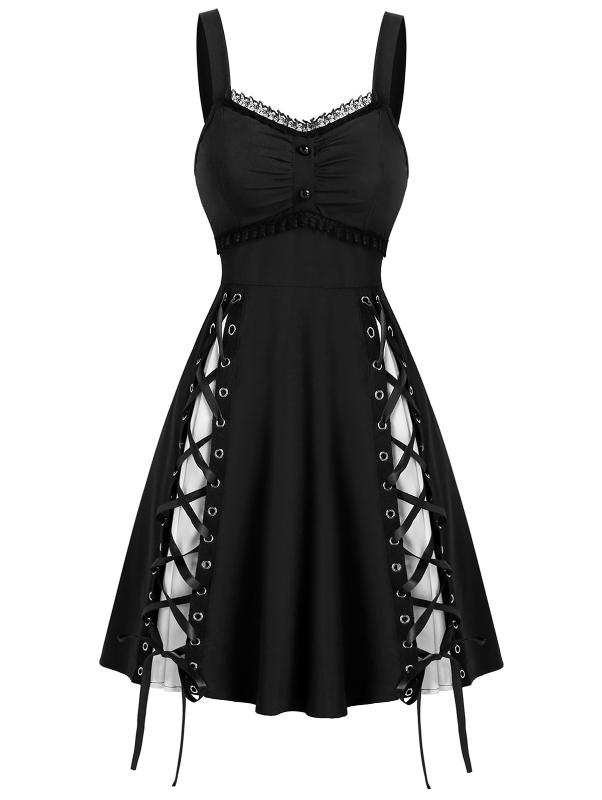 Casual Dresses Wipalo Vintage Gothic Dress Plus Size 3XL Lace Panel Sleeveless Women Party Sexy Black Mini Femme Streetwear
Casual Dresses Wipalo Vintage Gothic Dress Plus Size 3XL Lace Panel Sleeveless Women Party Sexy Black Mini Femme Streetwear