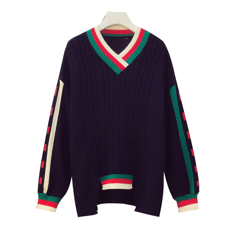 Women Sweaters Winter Irregularity Knitted Pullovers Loose Deep V-neck Sweater Striped Streetwear Korean Ropa Mujer Jumper W054, Blue
Women Sweaters Winter Irregularity Knitted Pullovers Loose Deep V-neck Sweater Striped Streetwear Korean Ropa Mujer Jumper W054, Blue