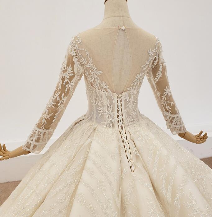 Luxury Castle Wedding Dresses Custom Made Wedding Dress High Quality Desjgher Handmade Bridal Gowns Beaded Sweep Train Vestidos De Novia