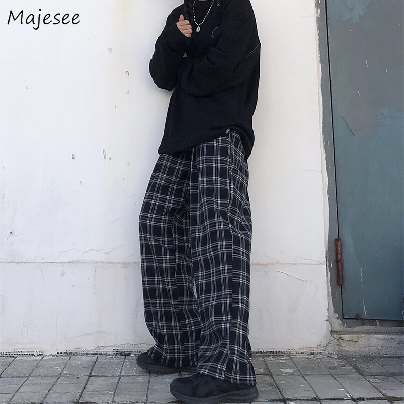 Men Casual Pants Black-white Plaid Loose Wide Leg Mens Retro Chic Fashion Harajuku Streetwear All-match Couple Elastic Waist Ins, Black plaid
Men Casual Pants Black-white Plaid Loose Wide Leg Mens Retro Chic Fashion Harajuku Streetwear All-match Couple Elastic Waist Ins, Black plaid