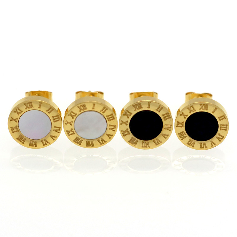 Fashion Brand Jewelry White Shell And Black Enamel Roman Numeral Stud Earring Stainless Steel Luxury Jewelry Female Earring E102
Fashion Brand Jewelry White Shell And Black Enamel Roman Numeral Stud Earring Stainless Steel Luxury Jewelry Female Earring E102