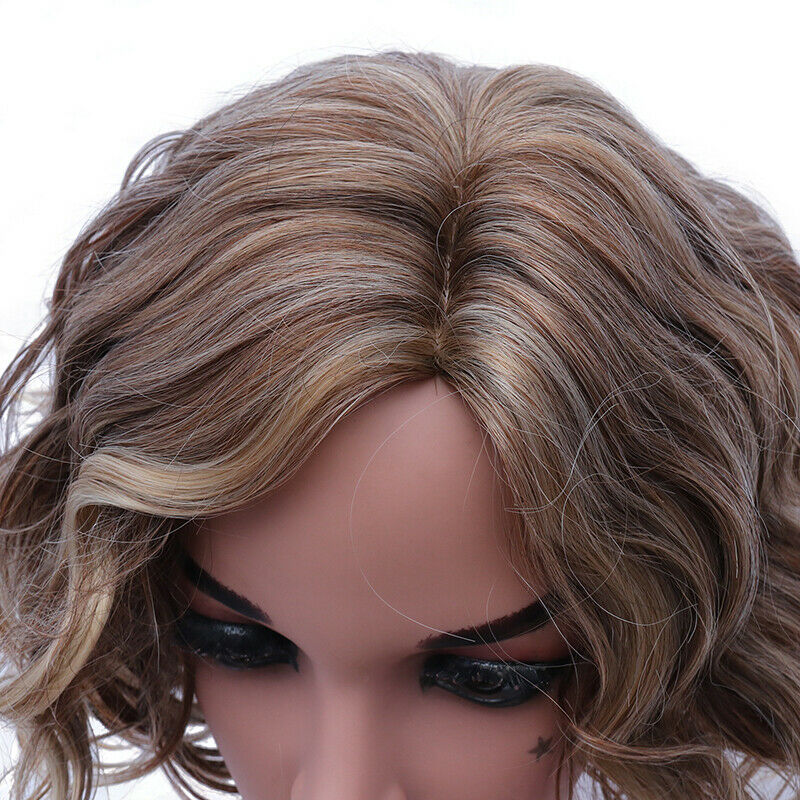 Brown Blonde Short Curly Wavy Curly Hair Synthetic Fashion Women Full Wig Daily