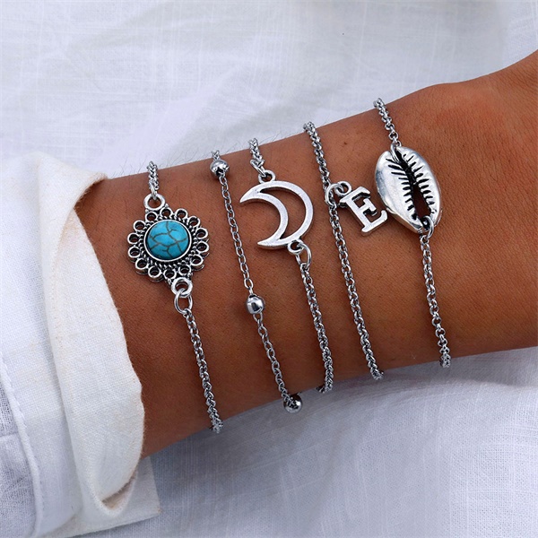 Bohemian silvery Chain Bracelets Bangles For Women Fashion shell moon Letters Bracelets Sets Jewelry Gifts
Bohemian silvery Chain Bracelets Bangles For Women Fashion shell moon Letters Bracelets Sets Jewelry Gifts