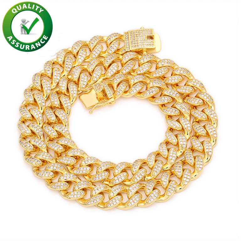 Hip Hop Jewelry Diamond Cuban Link Chain Gold Bracelet Mens Necklace Iced Out Chains Luxury Designer Miami Curb Necklaces Rapper Fashion Accessories
