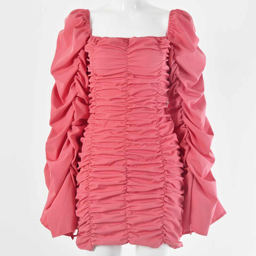 BOOFEENAA Kyliejenner Sexy Party Dress Autumn Winter Celebrity Off Shoulder Pleated Bell Long Sleeve Bodycon Dresses - T200911