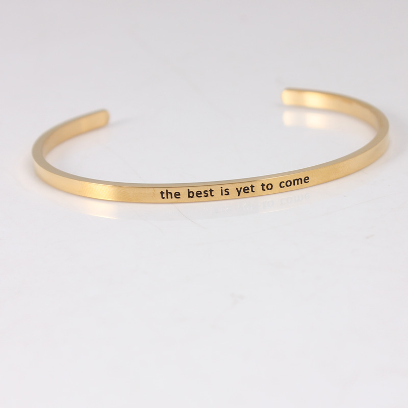The best is yet to come Gold Color 316L Stainless Steel Bar Bangle Positive Inspirational Quote Cuff Mantra Bracelets For Women
The best is yet to come Gold Color 316L Stainless Steel Bar Bangle Positive Inspirational Quote Cuff Mantra Bracelets For Women