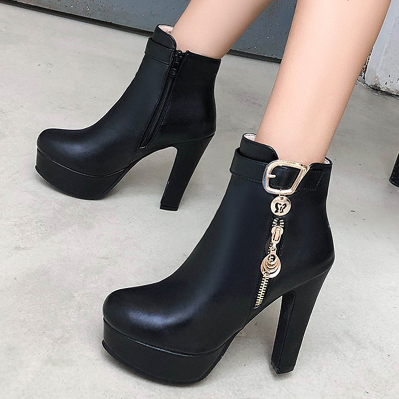 European Women platform boots plus size 34-43 stiletto high heels motorcycle botas mujer ankle metal decoration zipper bottes, Black
European Women platform boots plus size 34-43 stiletto high heels motorcycle botas mujer ankle metal decoration zipper bottes, Black