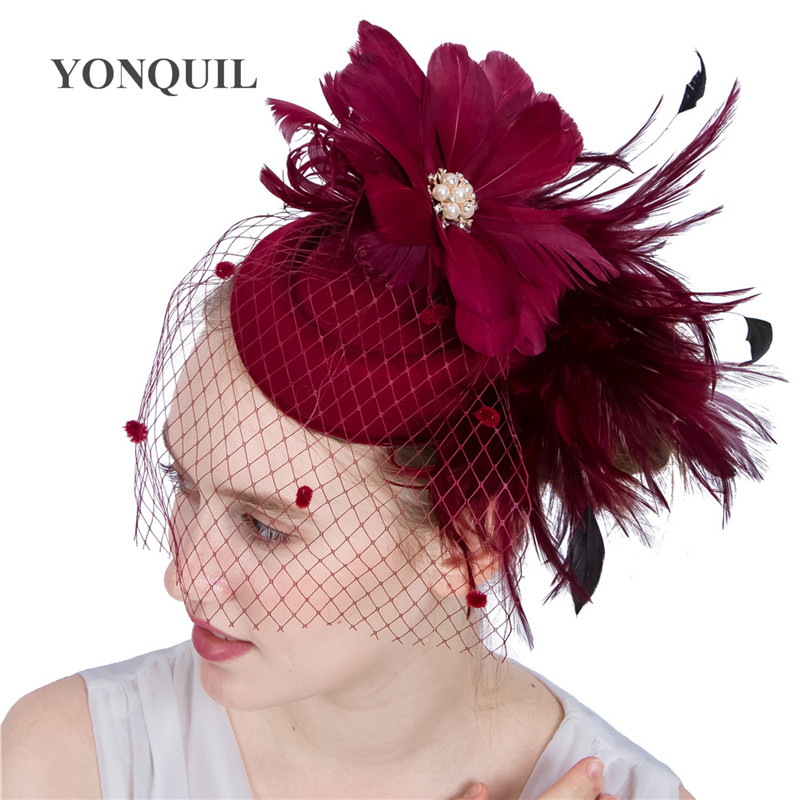 19 Colors available feather flower headband hair clips elegant women veil wedding church wool fascinator hat bridal hair accessories SYF154
19 Colors available feather flower headband hair clips elegant women veil wedding church wool fascinator hat bridal hair accessories SYF154