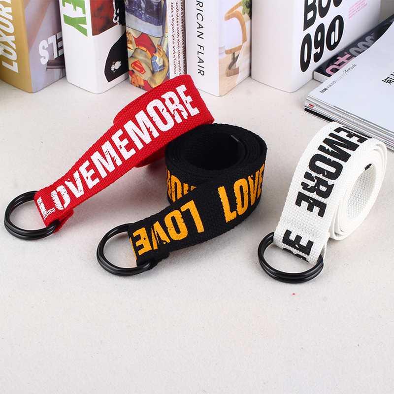 Love Me More Women Harajuku Belt Red Letter Printed Fashion Unisex Double D Ring Canvas Strap Female Long Belts For Jeans 03, White
Love Me More Women Harajuku Belt Red Letter Printed Fashion Unisex Double D Ring Canvas Strap Female Long Belts For Jeans 03, White