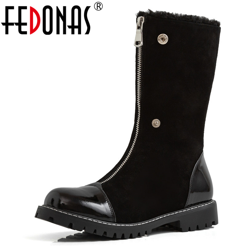 FEDONAS New Female Quality Genuine Leather Warm Snow Boots Party Casual Shoes Woman Platform Boots Women Zipper Mid-Calf, Black
FEDONAS New Female Quality Genuine Leather Warm Snow Boots Party Casual Shoes Woman Platform Boots Women Zipper Mid-Calf, Black
