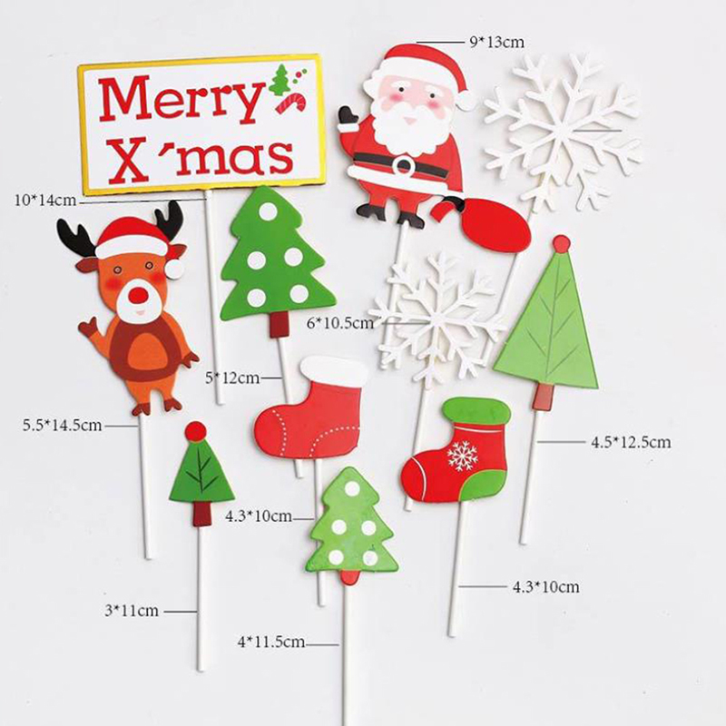 1Set Merry Christmas Letter Cake Topper Santa Claus Snowman Train Cake Topper Decoration Christmas Decorations For Home Table