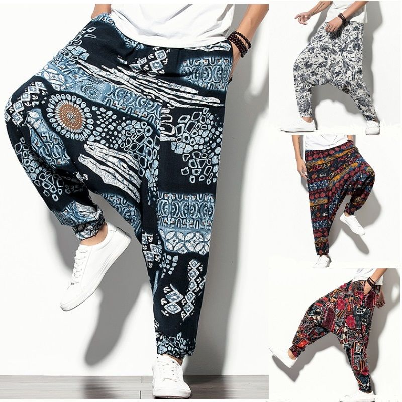 EWQ / men's wear 2020 Chinese style cotton linen casual harem pants loose 3XL size pants trendy large size loose elastic waist, White flowers
EWQ / men's wear 2020 Chinese style cotton linen casual harem pants loose 3XL size pants trendy large size loose elastic waist, White flowers