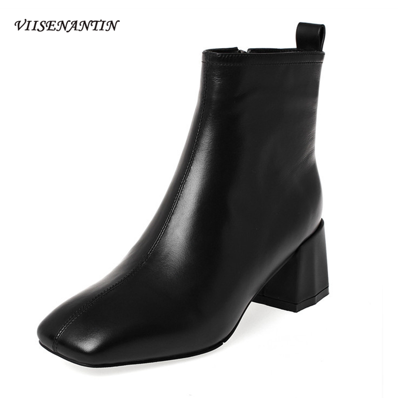 Simple Temperament Black High-heeled Short Boots Women Autumn Winter New Leather Square Toe 6cm Thick Heel Fashion Boots
Simple Temperament Black High-heeled Short Boots Women Autumn Winter New Leather Square Toe 6cm Thick Heel Fashion Boots