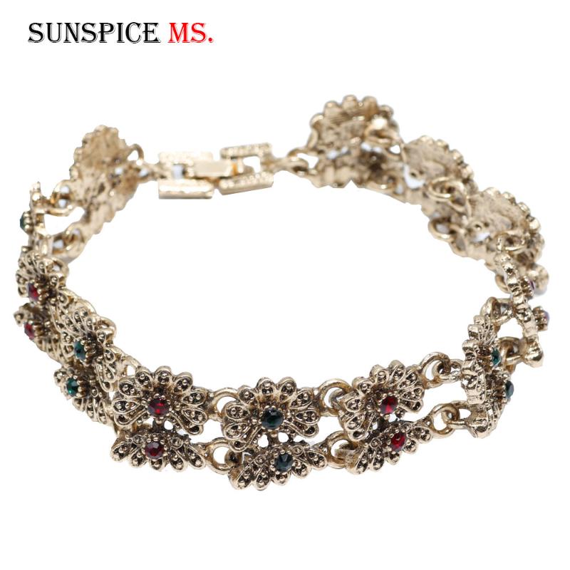 SUNSPICE MS Retro Gold Silver Color Women Vintage Bracelet Turkish Flower Metal Charm Wrist Chain Ethnic Wedding Jewelry 2020, Golden;silver
SUNSPICE MS Retro Gold Silver Color Women Vintage Bracelet Turkish Flower Metal Charm Wrist Chain Ethnic Wedding Jewelry 2020, Golden;silver