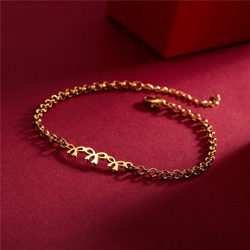 New Three Bows Round Hollow Stainless Steel Bracelet Golden Bangles Gift For Man Women
New Three Bows Round Hollow Stainless Steel Bracelet Golden Bangles Gift For Man Women