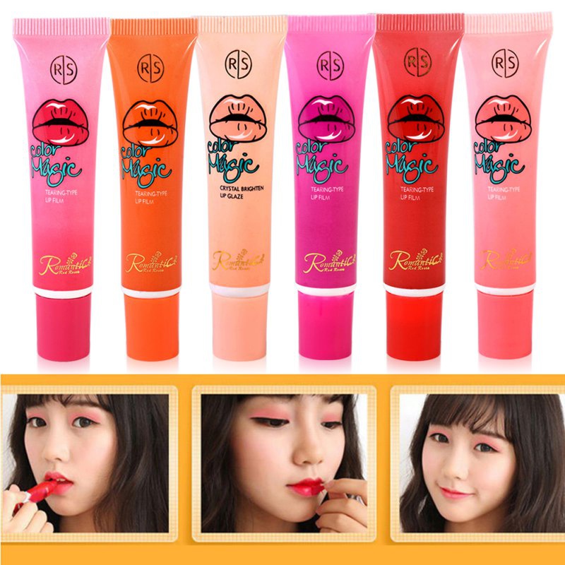 6 Colors Tint Tear Pull Lipgloss Moisturizer Lip Gloss Waterproof Makeup Lip Stick Long Lasting Liquid Lipstick