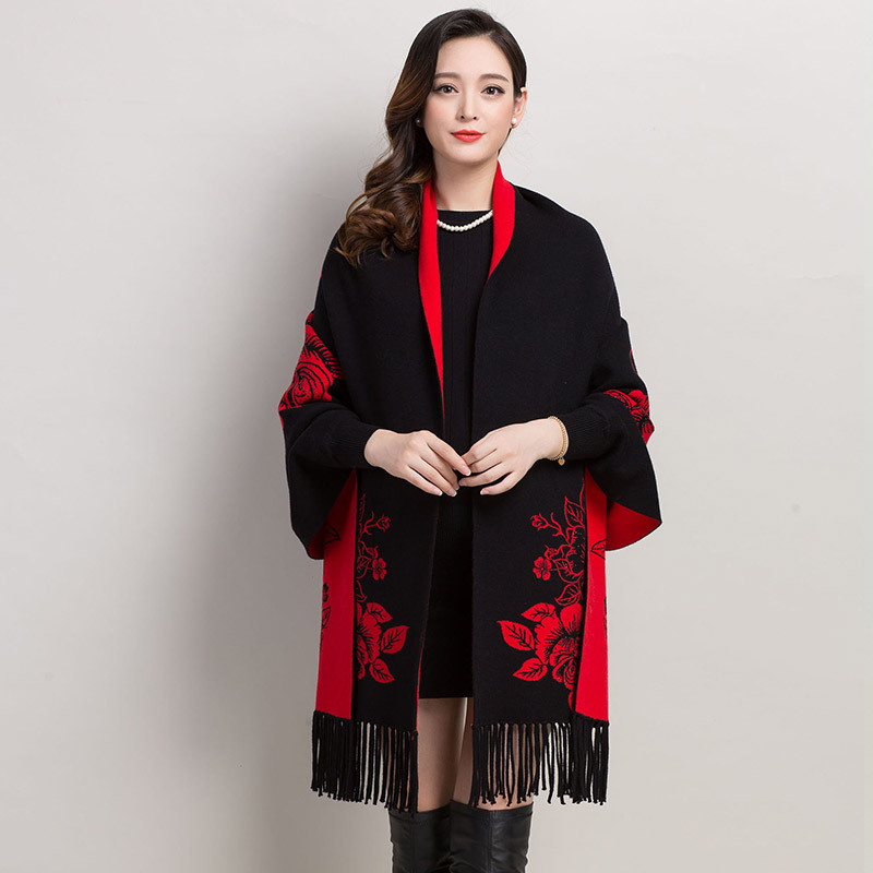 Elegant Lady Print Flower Jacquard Cape Reversible Chal Mantilla Imitation Scarf Fringe Cashmere Shawls Wrap Fashion Women Long
Elegant Lady Print Flower Jacquard Cape Reversible Chal Mantilla Imitation Scarf Fringe Cashmere Shawls Wrap Fashion Women Long