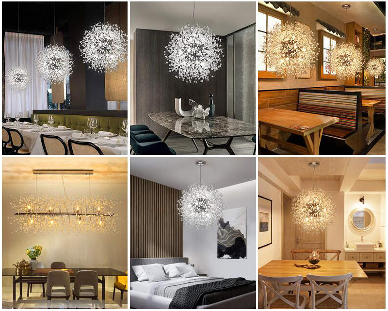 Dandelion Chandelier Crystal Chandelier Lighting LED Hanging Round Creative Crystal Beads pendant lights for Dining Room Living Room
