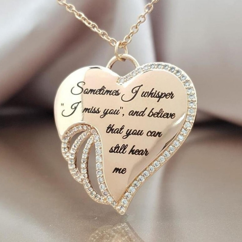 Sometimes I Whisper I Miss You, and Believe That You Can Still Hear Me Elegant Sanctity Angel Wing Necklace
Sometimes I Whisper I Miss You, and Believe That You Can Still Hear Me Elegant Sanctity Angel Wing Necklace
