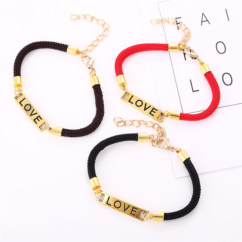 Couple Bracelet for Women and Men 2020 New Fashion Bracelets Gold 'LOVE' Tag Black Coffee Red Rope Gifts for Lovers
Couple Bracelet for Women and Men 2020 New Fashion Bracelets Gold 'LOVE' Tag Black Coffee Red Rope Gifts for Lovers